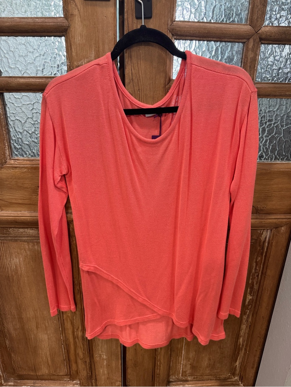 Women's Coral Long-Sleeve Layered Hem Top